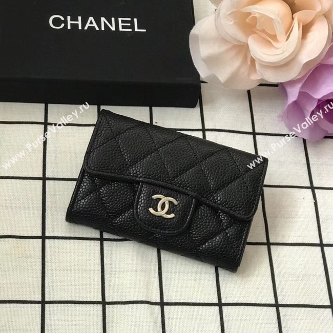 Chanel Classic Card Holder A31504 black Silver-Tone Metal