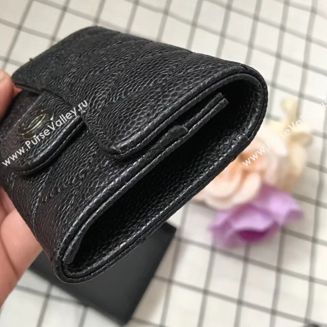 Chanel Classic Card Holder A31504 black Silver-Tone Metal