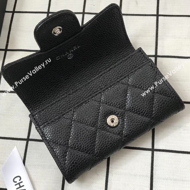 Chanel Classic Card Holder A31504 black Silver-Tone Metal