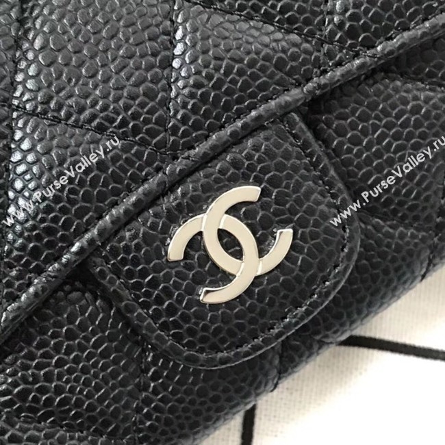 Chanel Classic Card Holder A31504 black Silver-Tone Metal