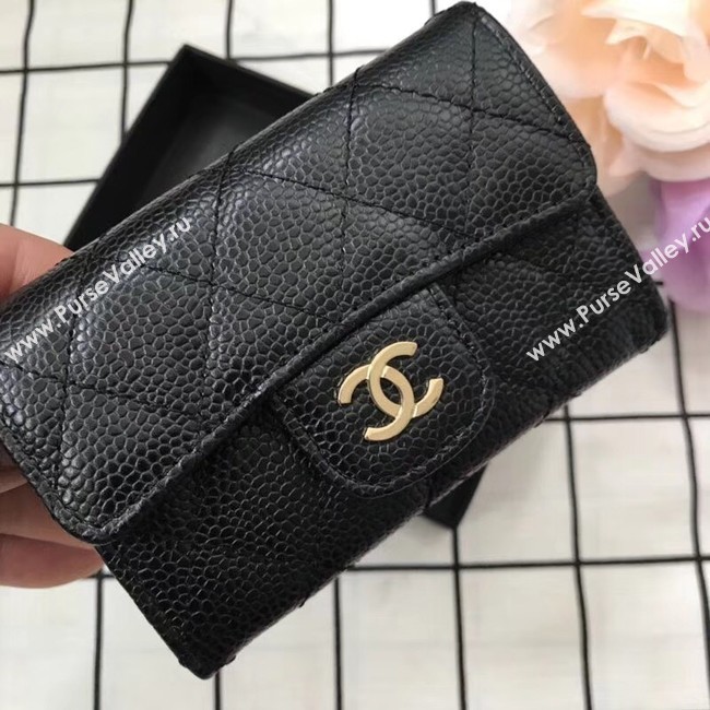 Chanel Classic Card Holder A31504 black gold-Tone Metal