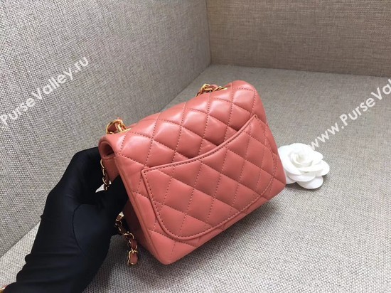 Chanel Classic MINI Flap Bag original Sheepskin Leather A1115 pink gold chain