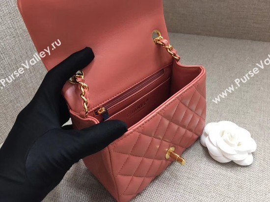 Chanel Classic MINI Flap Bag original Sheepskin Leather A1115 pink gold chain