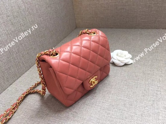 Chanel Classic MINI Flap Bag original Sheepskin Leather A1115 pink gold chain
