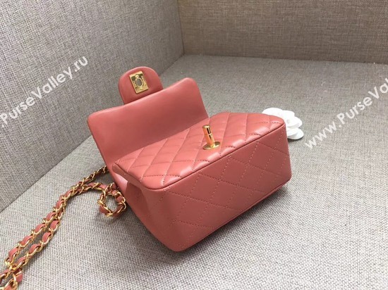 Chanel Classic MINI Flap Bag original Sheepskin Leather A1115 pink gold chain