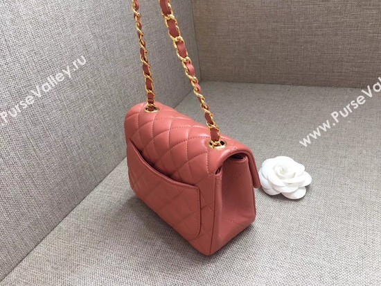 Chanel Classic MINI Flap Bag original Sheepskin Leather A1115 pink gold chain