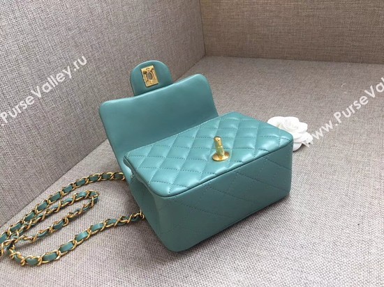 Chanel Classic MINI Flap Bag original Sheepskin Leather A1115 Light blue gold chain