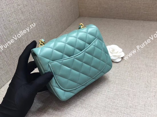 Chanel Classic MINI Flap Bag original Sheepskin Leather A1115 Light blue gold chain