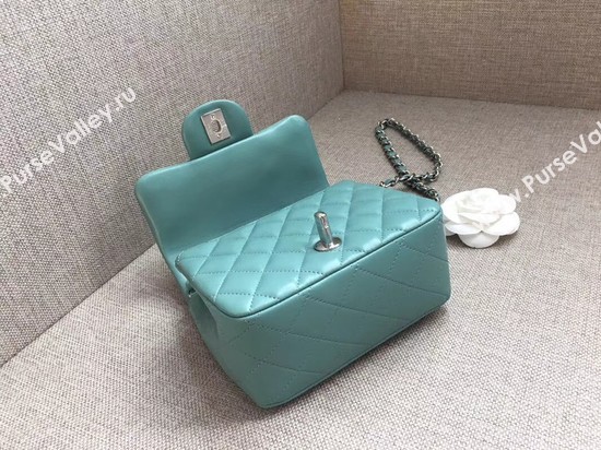 Chanel Classic MINI Flap Bag original Sheepskin Leather A1115 Light blue silver chain