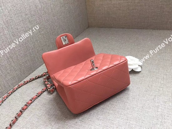 Chanel Classic MINI Flap Bag original Sheepskin Leather A1115 pink silver chain