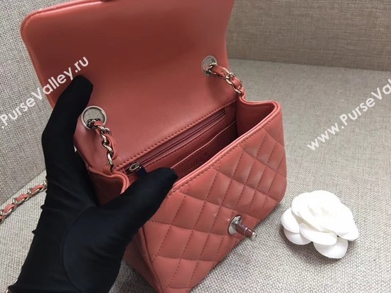 Chanel Classic MINI Flap Bag original Sheepskin Leather A1115 pink silver chain