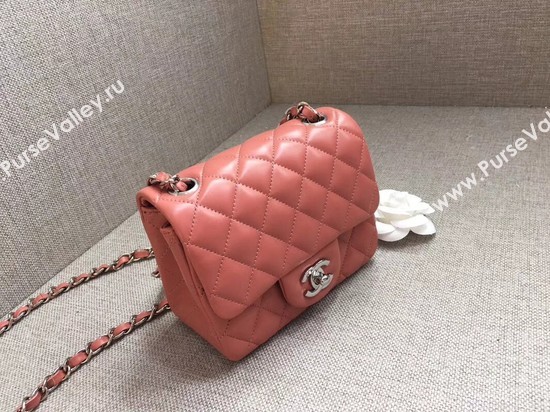 Chanel Classic MINI Flap Bag original Sheepskin Leather A1115 pink silver chain