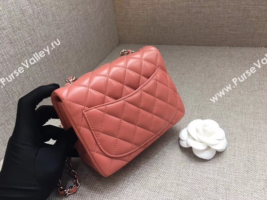Chanel Classic MINI Flap Bag original Sheepskin Leather A1115 pink silver chain