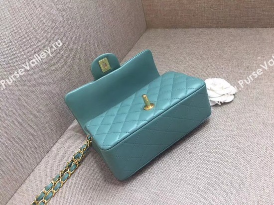 Chanel Classic MINI Flap Bag original Sheepskin Leather A1116 Light blue gold chain