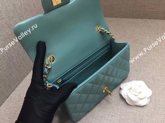 Chanel Classic MINI Flap Bag original Sheepskin Leather A1116 Light blue gold chain