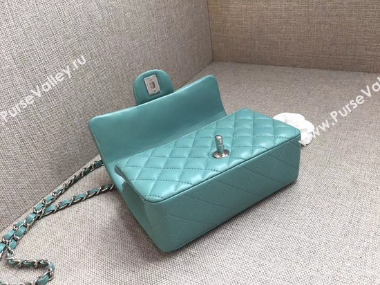 Chanel Classic MINI Flap Bag original Sheepskin Leather A1116 Light blue silver chain