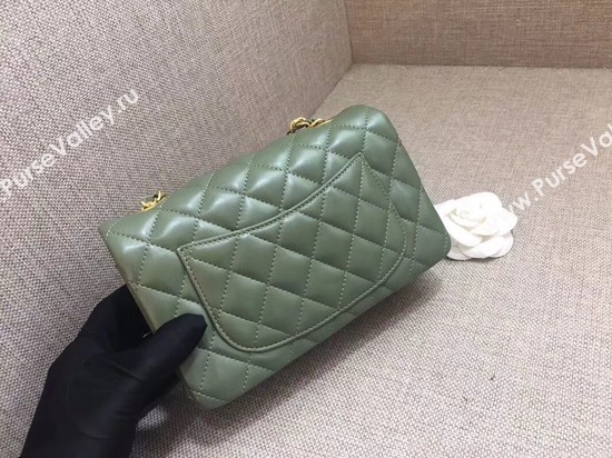 Chanel Classic MINI Flap Bag original Sheepskin Leather A1116 green gold chain