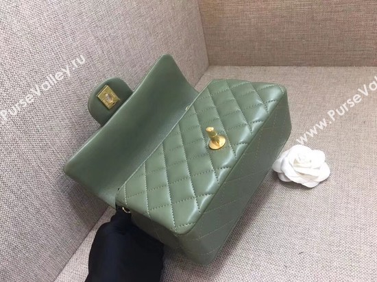 Chanel Classic MINI Flap Bag original Sheepskin Leather A1116 green gold chain