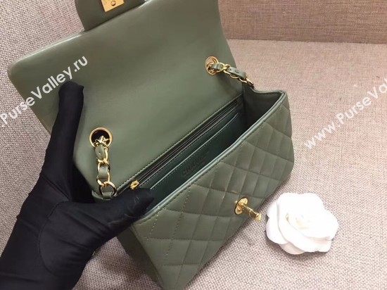 Chanel Classic MINI Flap Bag original Sheepskin Leather A1116 green gold chain