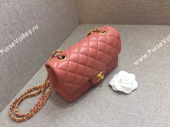 Chanel Classic MINI Flap Bag original Sheepskin Leather A1116 pink gold chain
