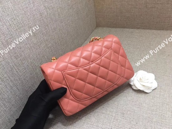 Chanel Classic MINI Flap Bag original Sheepskin Leather A1116 pink gold chain