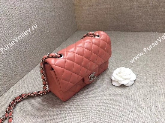 Chanel Classic MINI Flap Bag original Sheepskin Leather A1116 pink silver chain