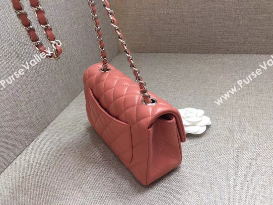 Chanel Classic MINI Flap Bag original Sheepskin Leather A1116 pink silver chain