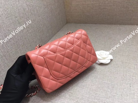 Chanel Classic MINI Flap Bag original Sheepskin Leather A1116 pink silver chain