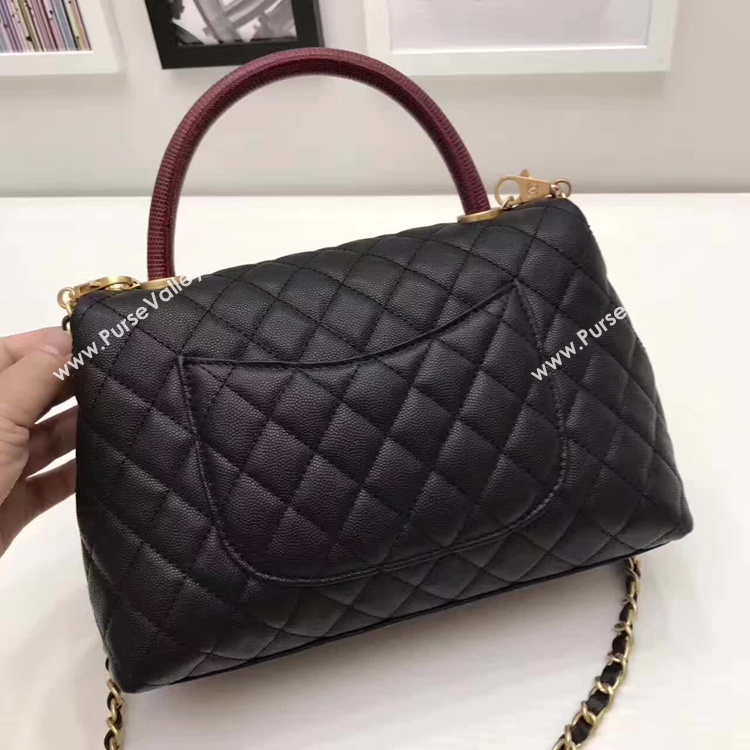 Chanel Classic Red Top Handle Bag Original Leather A92991 black Gold chain