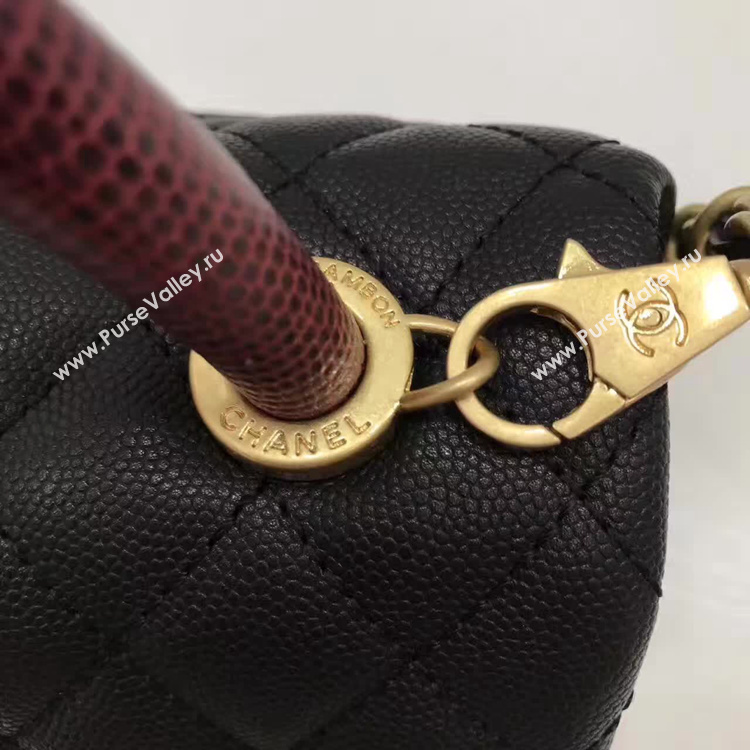 Chanel Classic Red Top Handle Bag Original Leather A92991 black Gold chain