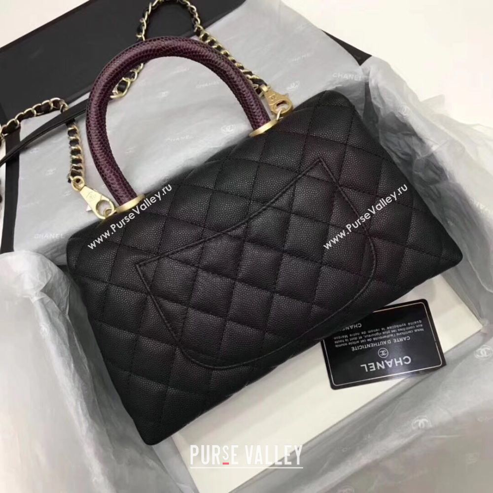 Chanel Classic Top Handle Bag black Cannage Pattern A92290 Gold