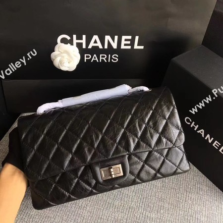 Chanel Flap Shoulder Bag Black Original Calfskin Leather 277 Silver