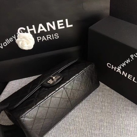 Chanel Flap Shoulder Bag Black Original Calfskin Leather 277 Silver