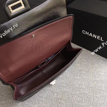 Chanel Flap Shoulder Bag Black Original Calfskin Leather 277 Silver