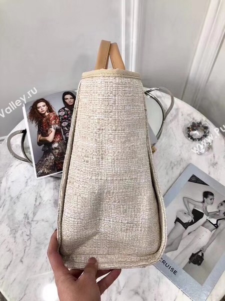 Chanel Original Canvas Leather Tote Shopping Bag 92298 Offwhite