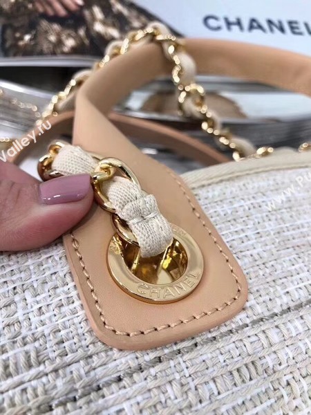 Chanel Original Canvas Leather Tote Shopping Bag 92298 Offwhite