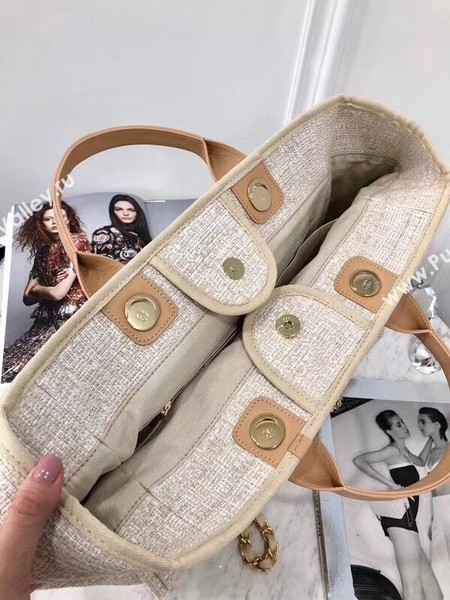 Chanel Original Canvas Leather Tote Shopping Bag 92298 Offwhite