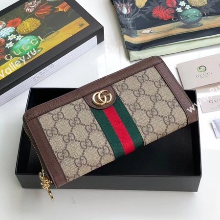 Gucci Calfskin Leather Wallet 523154 brown