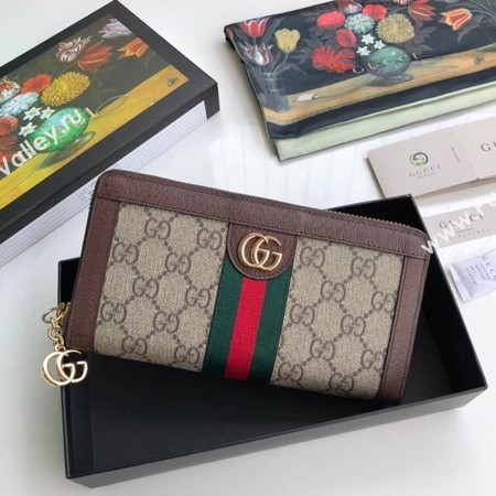 Gucci Calfskin Leather Wallet 523154 brown