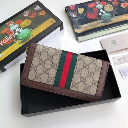 Gucci Calfskin Leather Wallet 523154 brown