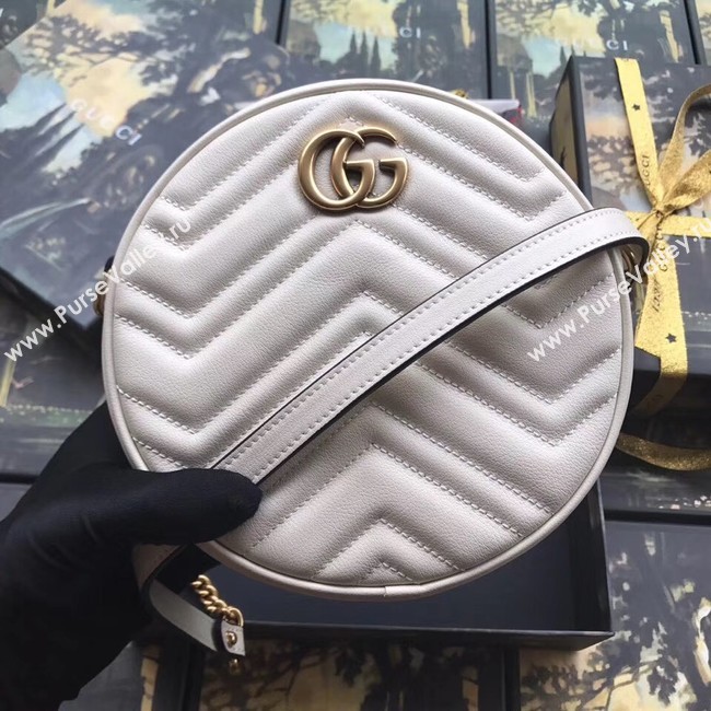 Gucci GG Marmont mini round shoulder bag 550154 white