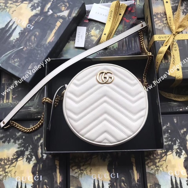 Gucci GG Marmont mini round shoulder bag 550154 white