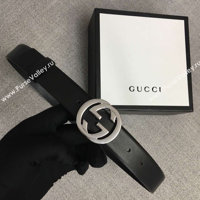 Gucci Leather belt with Double G buckle 406831 black