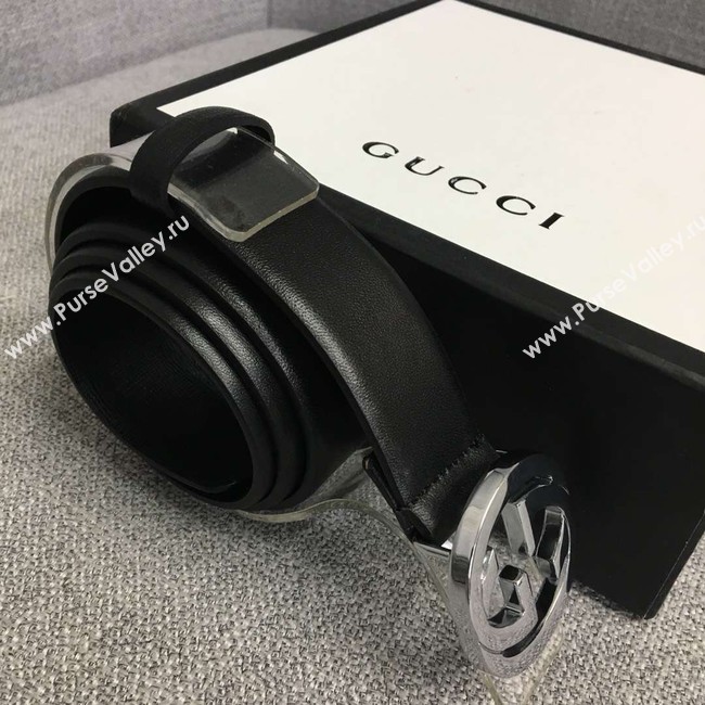 Gucci Leather belt with Double G buckle 406831 black