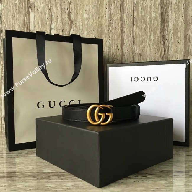 Gucci Leather belt with Double G buckle 409417 black