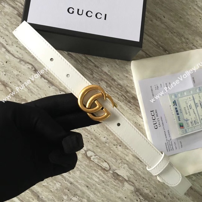 Gucci Leather belt with Double G buckle 409417 white
