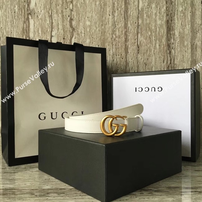 Gucci Leather belt with Double G buckle 409417 white