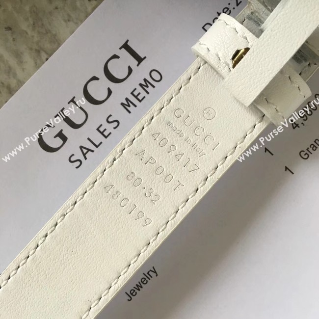 Gucci Leather belt with Double G buckle 409417 white