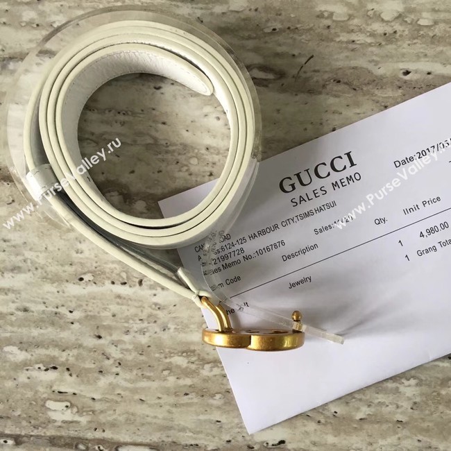 Gucci Leather belt with Double G buckle 409417 white