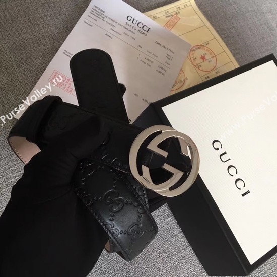 Gucci Signature leather belt 370543 black